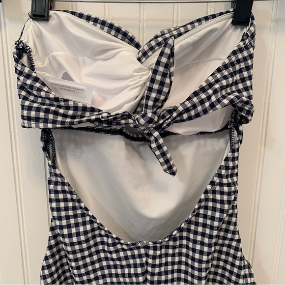 *NWT* LOFT Beach Gingham Seersucker Twist Bandeau One-Piece Swimsuit - Picture 9 of 13